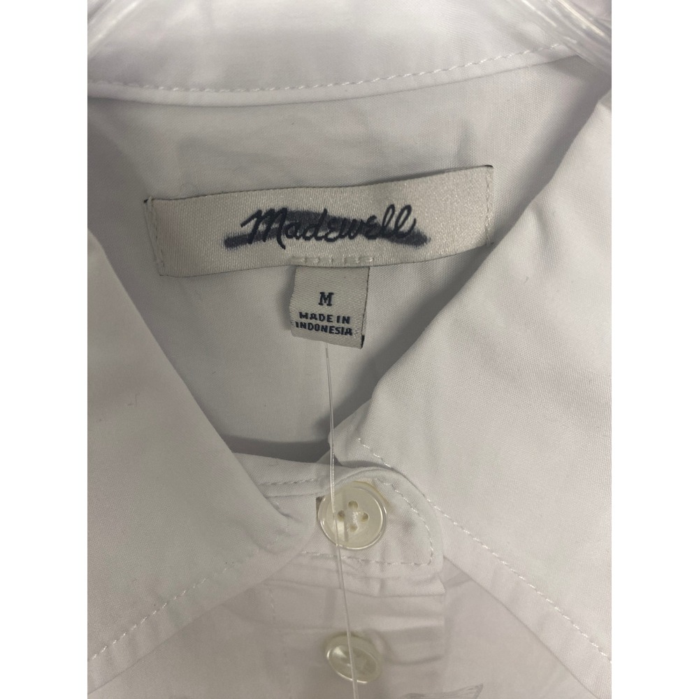 Madewell Top Medium White Straight Hem Short Sleeve Shirt in Poplin Button NZ454 - Picture 5 of 11